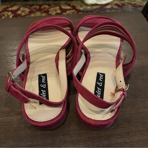 Pink Strappy Suede and Mesh Sandals with Block Heel; New with Tags, Never Worn - Picture 12 of 15